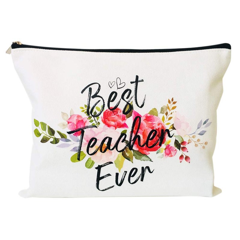 Charmoly Teacher Appreciation Gifts Teacher Gifts Best Teacher Ever Teacher Gifts for Women Teacher Makeup Bag Pouch - Image 1
